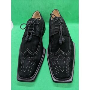 City Slicker Black Suede Ostrich Derby Oxford Shoes made in Spain Size 10M